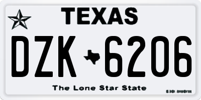 TX license plate DZK6206