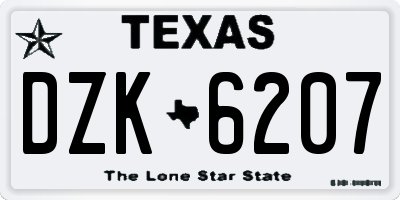 TX license plate DZK6207