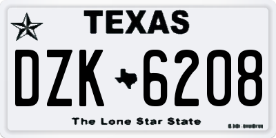 TX license plate DZK6208