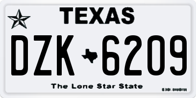 TX license plate DZK6209