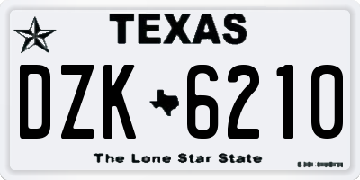 TX license plate DZK6210