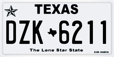 TX license plate DZK6211