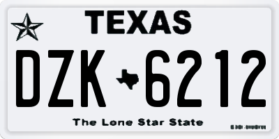 TX license plate DZK6212