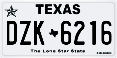 TX license plate DZK6216