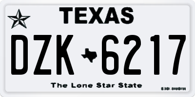 TX license plate DZK6217