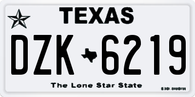 TX license plate DZK6219