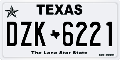 TX license plate DZK6221