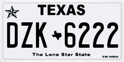TX license plate DZK6222