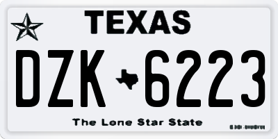 TX license plate DZK6223