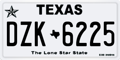 TX license plate DZK6225