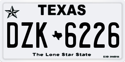 TX license plate DZK6226