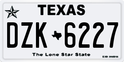TX license plate DZK6227
