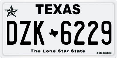 TX license plate DZK6229