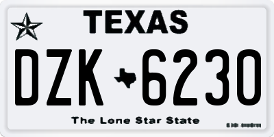 TX license plate DZK6230