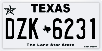 TX license plate DZK6231