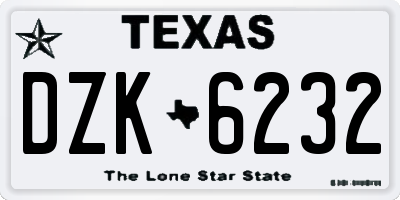 TX license plate DZK6232