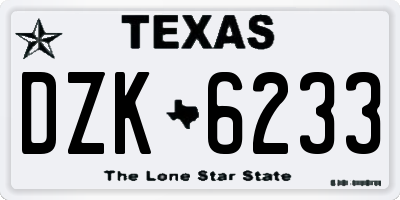 TX license plate DZK6233