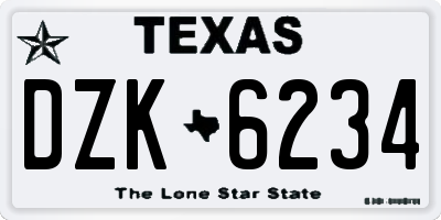 TX license plate DZK6234