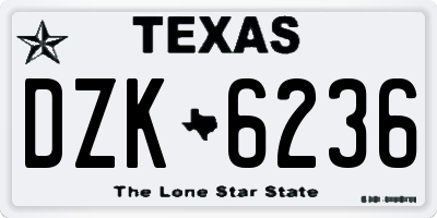 TX license plate DZK6236