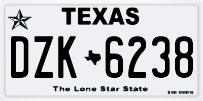 TX license plate DZK6238