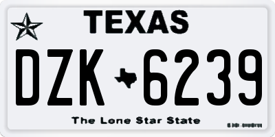 TX license plate DZK6239