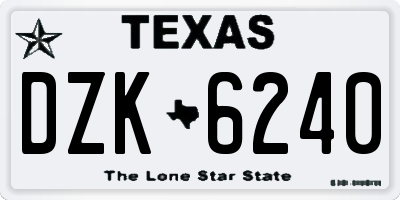 TX license plate DZK6240