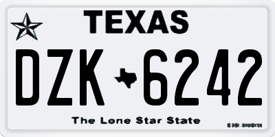 TX license plate DZK6242