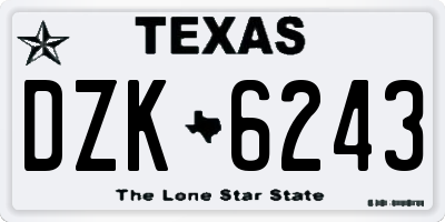 TX license plate DZK6243