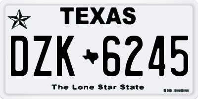 TX license plate DZK6245