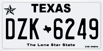 TX license plate DZK6249