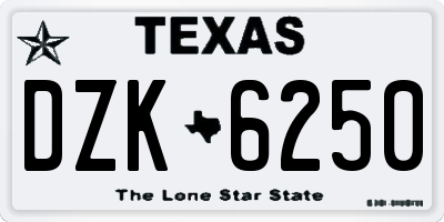 TX license plate DZK6250