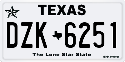 TX license plate DZK6251