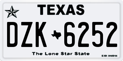 TX license plate DZK6252