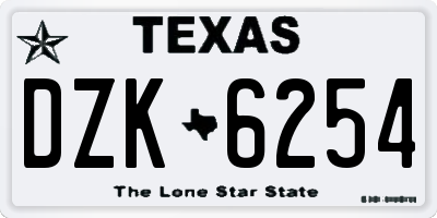 TX license plate DZK6254