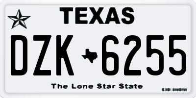 TX license plate DZK6255