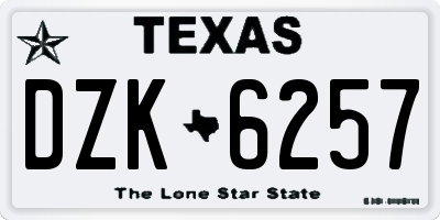 TX license plate DZK6257