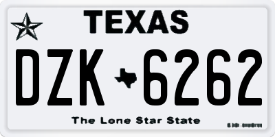 TX license plate DZK6262