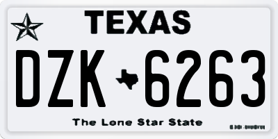 TX license plate DZK6263