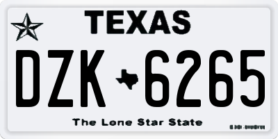 TX license plate DZK6265