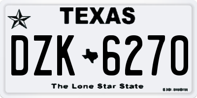 TX license plate DZK6270