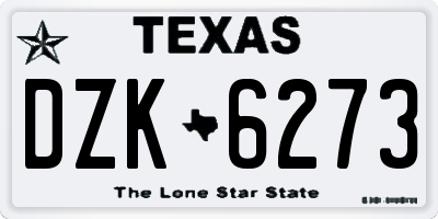 TX license plate DZK6273