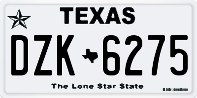 TX license plate DZK6275
