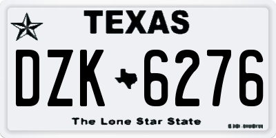 TX license plate DZK6276
