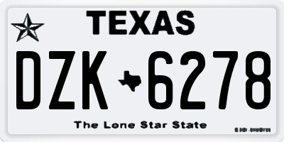 TX license plate DZK6278