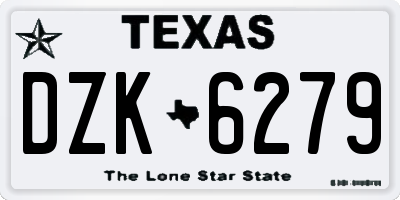 TX license plate DZK6279