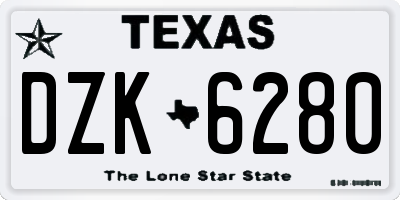 TX license plate DZK6280