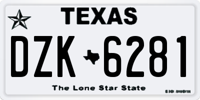 TX license plate DZK6281