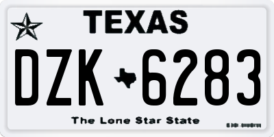 TX license plate DZK6283