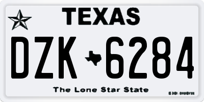 TX license plate DZK6284