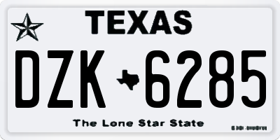 TX license plate DZK6285